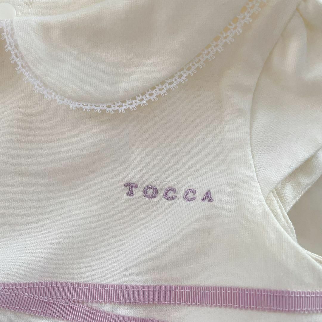 TOCCA(トッカ)の✨美品꧁トッカ꧂ワンピース　リボン　チュール　80 パープル　ロゴ刺繍　Aライン キッズ/ベビー/マタニティのベビー服(~85cm)(ワンピース)の商品写真