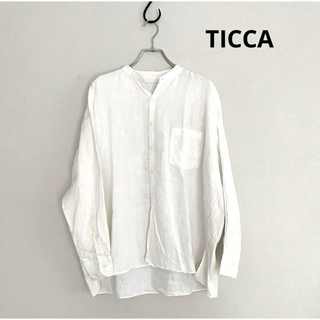 ティッカ(TICCA)のTICCA ティッカ リネン100% ノーカラー シャツ ホワイト(シャツ/ブラウス(長袖/七分))