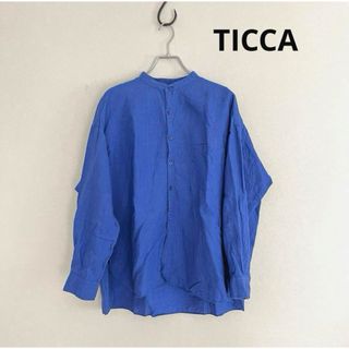 ティッカ(TICCA)のTICCA ティッカ リネン100% ノーカラー シャツ ブルー(シャツ/ブラウス(長袖/七分))