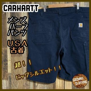 カーハート(carhartt)のカーハート メンズ ハーフ パンツ ロゴ 紺 ビッグシルエットUSA古着 90s(ショートパンツ)