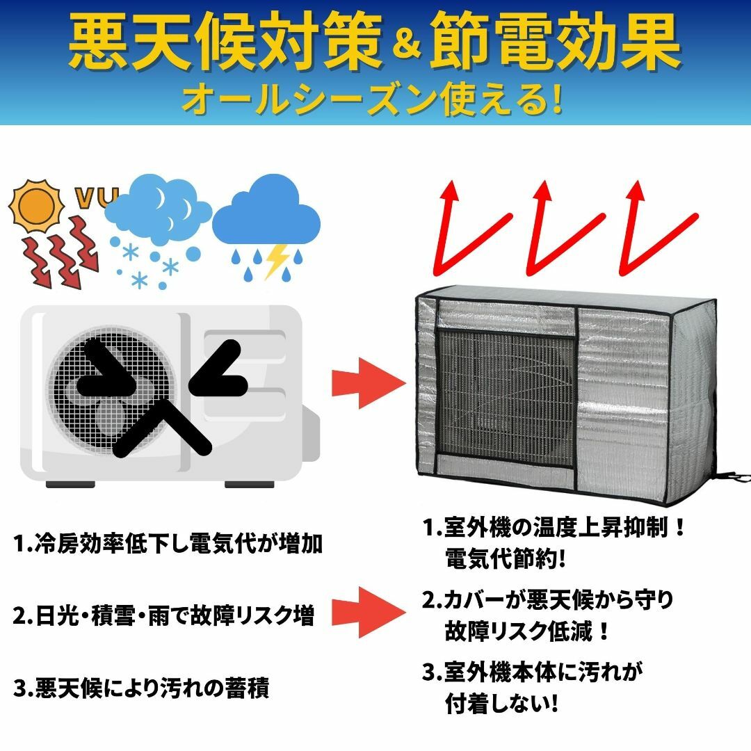 【色: 86×60×35】bath&bath エアコン室外機カバー エアコンカバ スマホ/家電/カメラの冷暖房/空調(その他)の商品写真