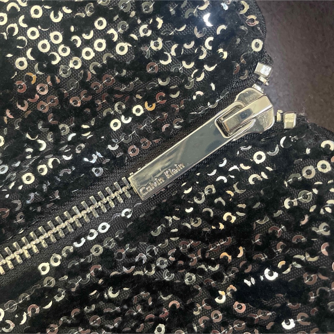 Calvin Klein(カルバンクライン)のカルバンクライン スパンコールブラックドレス size4 レディースのワンピース(ひざ丈ワンピース)の商品写真