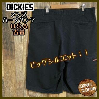 ディッキーズ(Dickies)のディッキーズ ワーク ハーフ パンツ ストリート ブラック ロゴ USA古着(ショートパンツ)