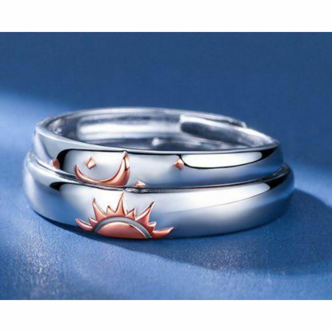 467太陽モチーフ 指輪☆2個セット☆シルバー☆ジルコニア☆ペアリング レディースのアクセサリー(リング(指輪))の商品写真
