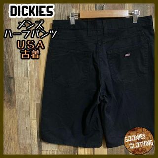 ディッキーズ(Dickies)のディッキーズ ワークパンツ ハーフパンツ アメカジ ロゴ ブラック USA古着(ショートパンツ)