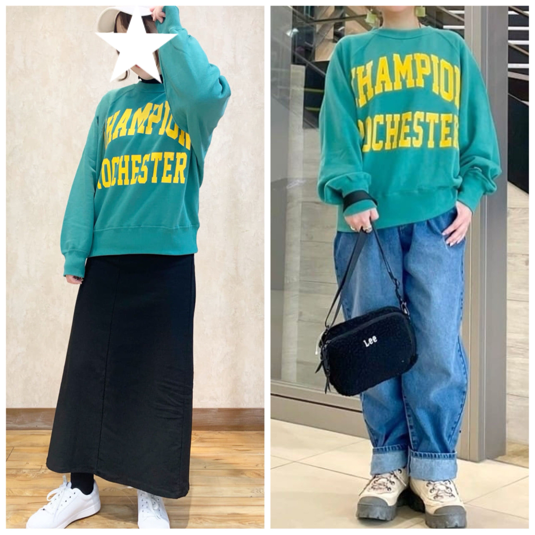 Champion(チャンピオン)の【定価6600円】Champion カレッジロゴ スウェット トレーナー 緑 M レディースのトップス(トレーナー/スウェット)の商品写真