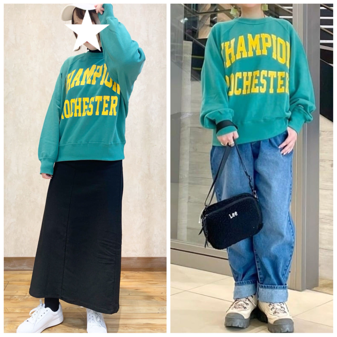 Champion(チャンピオン)の【定価6600円】Champion カレッジロゴ スウェット トレーナー 緑 L レディースのトップス(トレーナー/スウェット)の商品写真