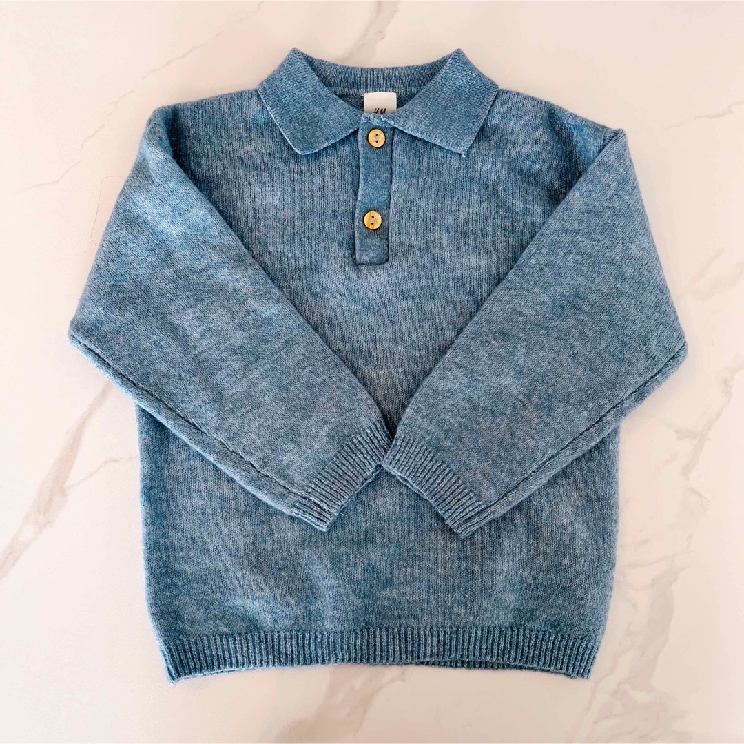 H&M★新品92cm 水色のセーター　兄弟姉妹　お揃い キッズ/ベビー/マタニティのキッズ服男の子用(90cm~)(ニット)の商品写真