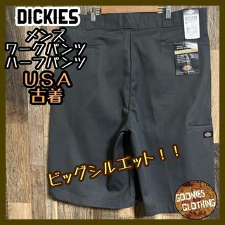 ディッキーズ(Dickies)のディッキーズ ワークパンツ ハーフパンツ ロゴ グレー アメカジ USA古着(ショートパンツ)