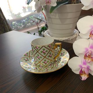 ヘレンド(Herend)のヘレンド ①セーブル風金彩小薔薇 コーヒーカップ＆ソーサー(食器)