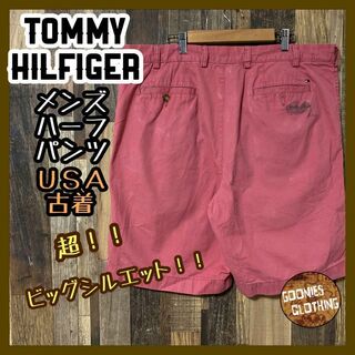 トミーヒルフィガー(TOMMY HILFIGER)のメンズ トミーヒルフィガー ピンク 2XL 38 チノ パンツ USA古着(ショートパンツ)