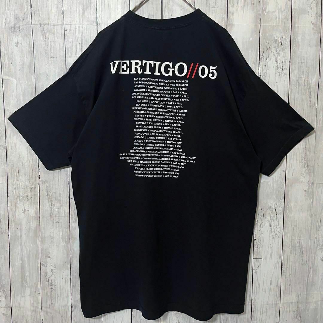 MUSIC TEE(ミュージックティー)のUSA製ヴィンテージ古着ロックバンドU2 VERTIGOバックプリント XL黒 メンズのトップス(Tシャツ/カットソー(半袖/袖なし))の商品写真