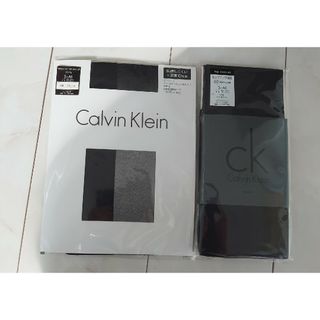 Calvin Klein - カルバンクライン　グンゼ　ブラックストッキング&チャコールタイツ