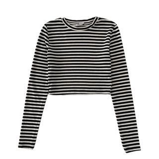 ZARA - ZARA クロップド ボーダーカットソー ロンT シャツ M