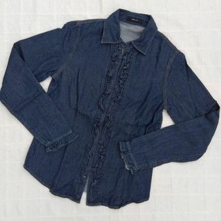 コムサイズム(COMME CA ISM)のS　 COMME CA ISM　フロントフリルのコットンデニムブラウス(シャツ/ブラウス(長袖/七分))