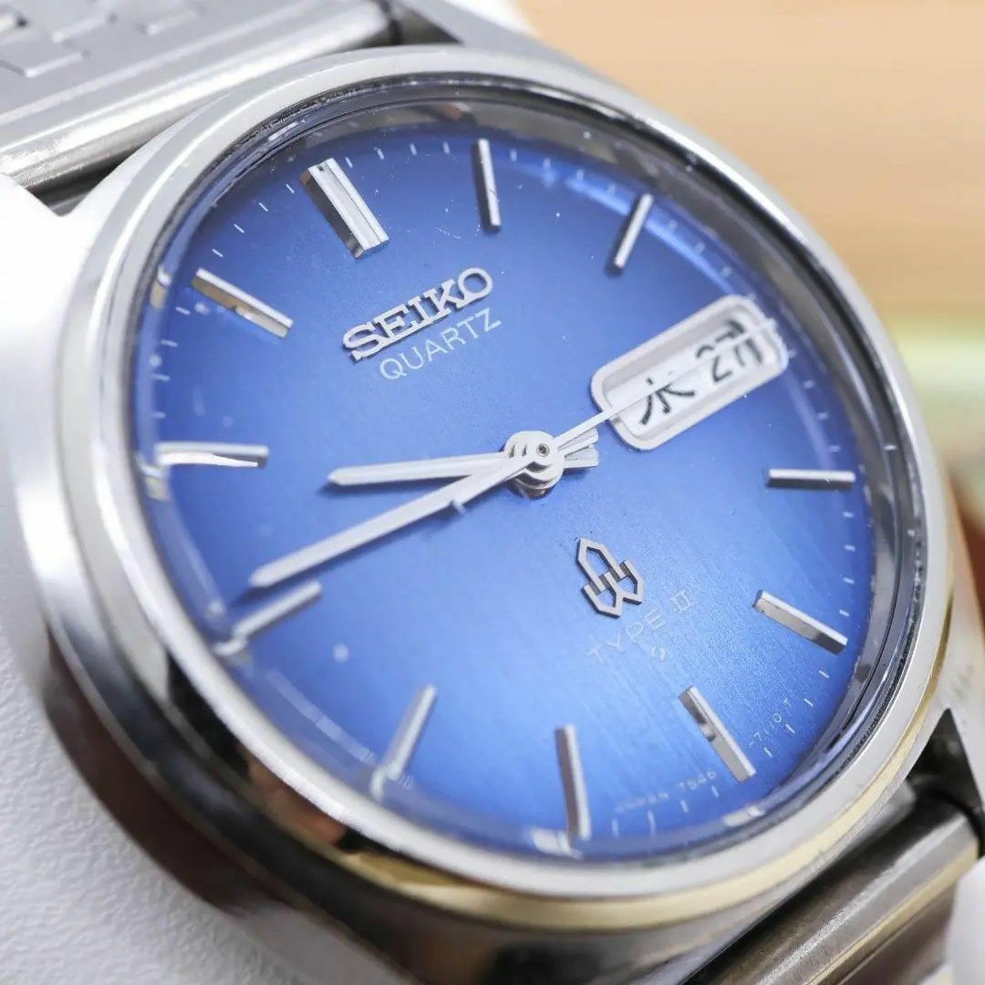 SEIKO(セイコー)の《希少》SEIKO TYPE2 腕時計 ブルー ヴィンテージ レア デイデイトi メンズの時計(腕時計(アナログ))の商品写真