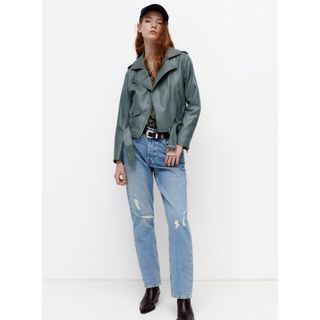 ザラ(ZARA)のZARA フェイクレザー ライダースジャケット(ライダースジャケット)