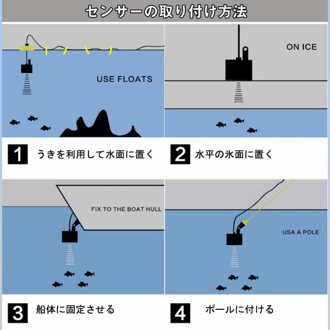 魚群探知機 黄色 音波魚群探知器 tl88e ポータブル携帯型 魚探 100m スポーツ/アウトドアのフィッシング(その他)の商品写真