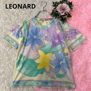 レオナール(LEONARD)のB116レオナール：M相当 半袖カットソー 花柄 トリム コットン ロゴ 選択可(Tシャツ(半袖/袖なし))