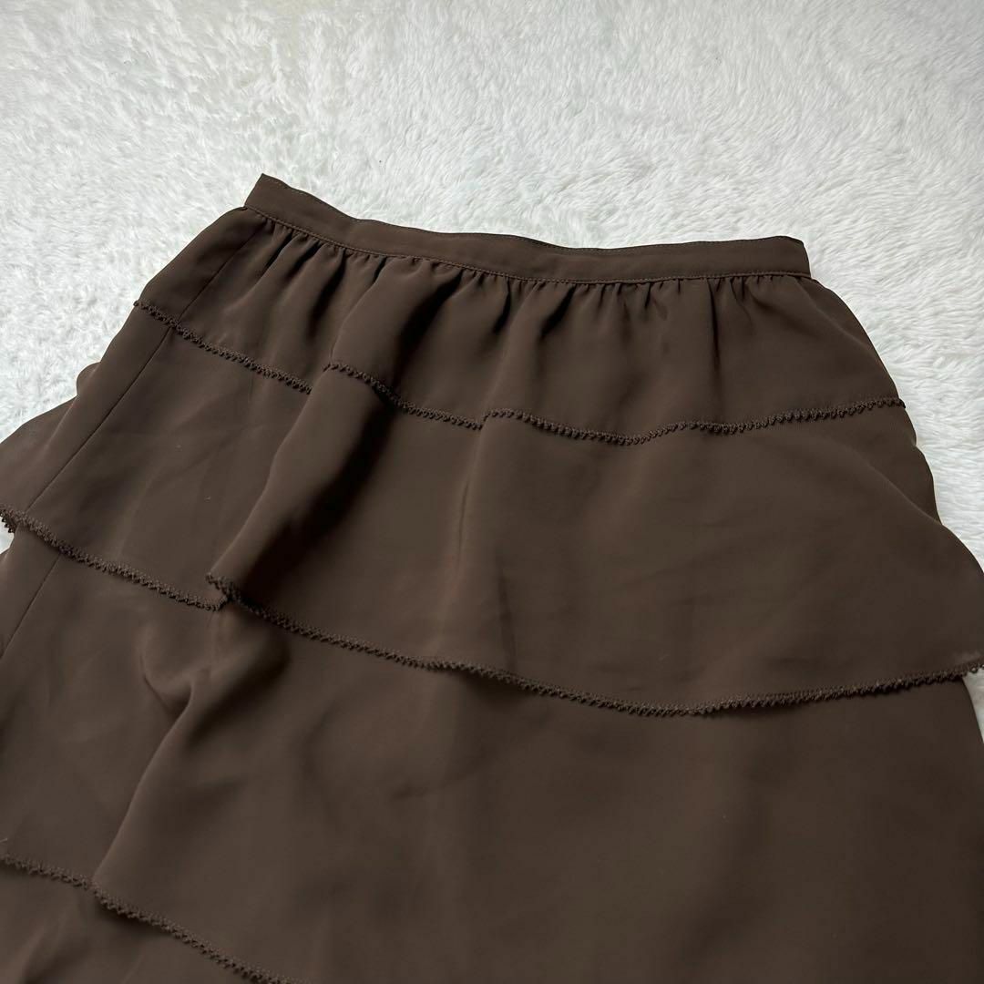 KANEKO ISAO(カネコイサオ)のカネコイサオ✨ティアードスカートピコフリル  段々 ブラウン FREE SIZE レディースのスカート(ロングスカート)の商品写真