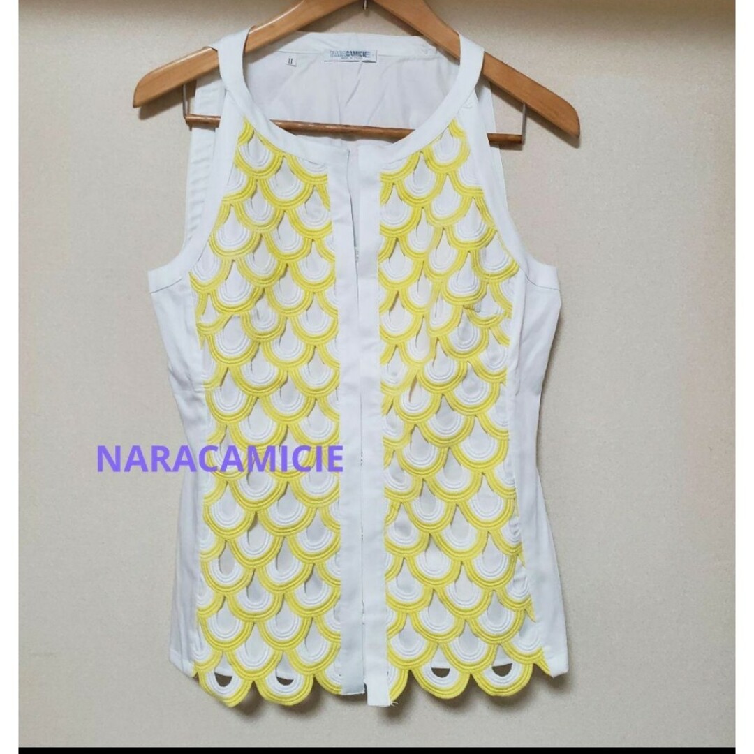 NARACAMICIE(ナラカミーチェ)の【NARACAMICIE】ノースリーブ刺繍ブラウス☆イタリア製 レディースのトップス(シャツ/ブラウス(半袖/袖なし))の商品写真