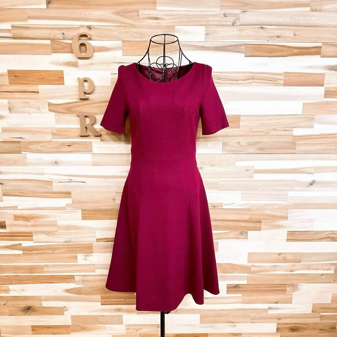 ANAYI(アナイ)の【アナイ】ANAYI ウール100% ドレス ワンピース フレア スカート S赤 レディースのワンピース(ひざ丈ワンピース)の商品写真