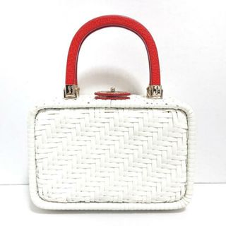 ケイトスペードニューヨーク(kate spade new york)のKate spade(ケイトスペード) ハンドバッグ - PXRU0302 白×レッド 編み込み ラバー×レザー(ハンドバッグ)