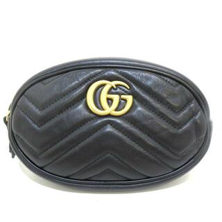 グッチ(Gucci)のGUCCI(グッチ) ウエストポーチ レディース GGマーモント キルティングレザー ベルトバッグ 476434 黒 レザー(ボディバッグ/ウエストポーチ)