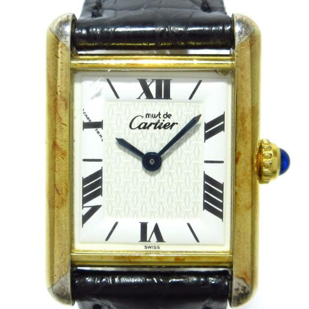 Cartier(カルティエ)のCartier(カルティエ) 腕時計 マストタンクヴェルメイユ レディース 925/アリゲーターベルト 白×アイボリー レディースのファッション小物(腕時計)の商品写真