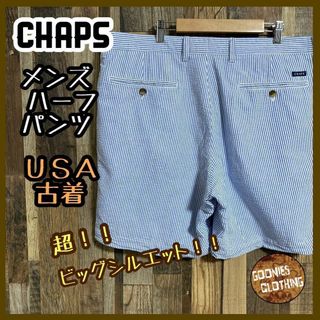 チャップス メンズ ハーフパンツ 青 白 40 2XL USA古着 90s(ショートパンツ)