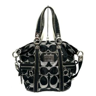 コーチ(COACH)のCOACH(コーチ) トートバッグ ポピーシグネチャールレックススポットライトトートバッグ F14434 黒×シルバー ジャガード×レザー(トートバッグ)