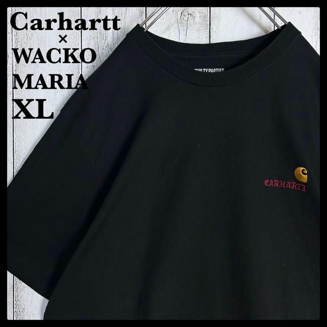 WACKO MARIA(ワコマリア)の【限定コラボ】カーハート×ワコマリア☆ワンポイント刺繍ロゴ入りTシャツ ブラック メンズのトップス(Tシャツ/カットソー(半袖/袖なし))の商品写真