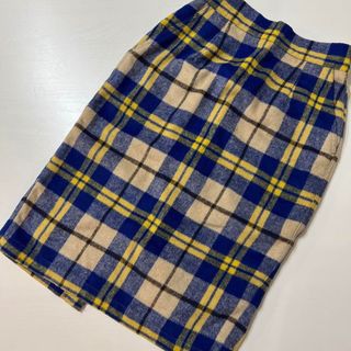 w closet ダブルクローゼット　ネル素材　チェックスカート　ブルー　イエロ