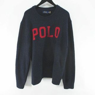 ポロラルフローレン(POLO RALPH LAUREN)のポロ ラルフローレン 長袖 ニット セーター XXL 紺系 ネイビー ロゴ 毛(ニット/セーター)