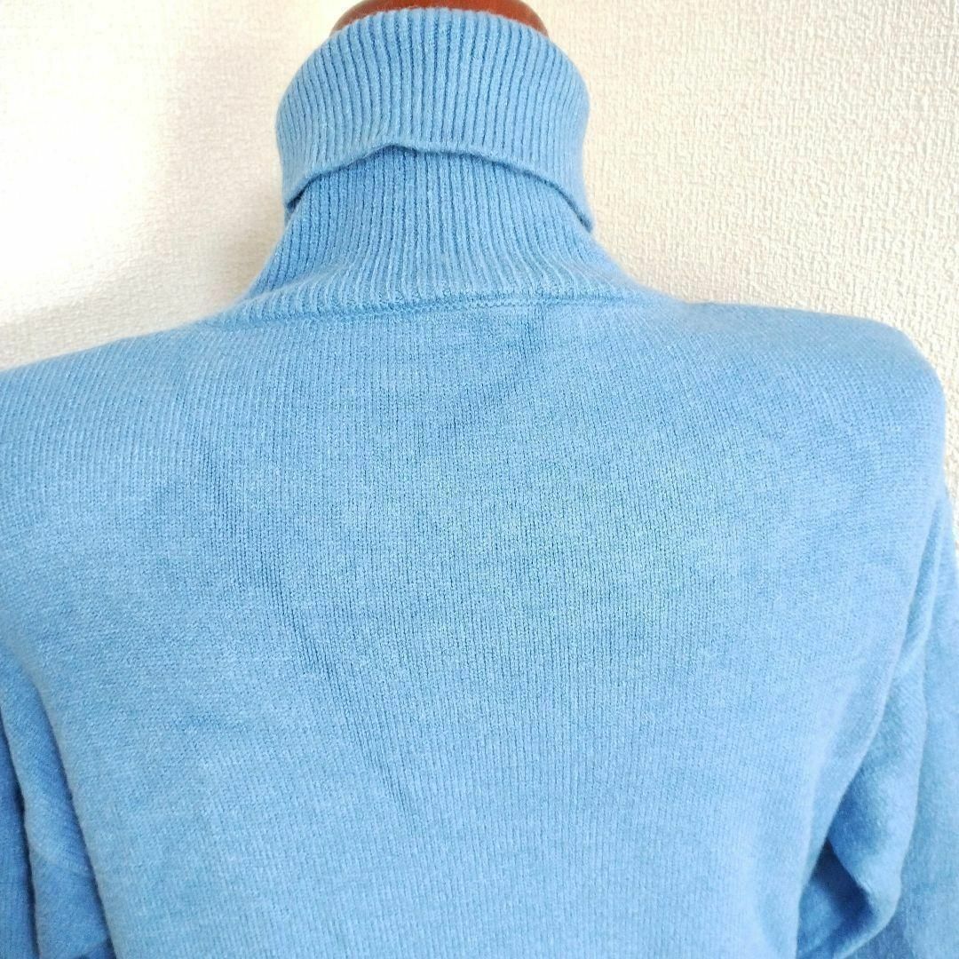 【ブルー色★ＸＬサイズ】ハート刺繍 ハイネック セーター ゆったり大きめ レディースのトップス(ニット/セーター)の商品写真