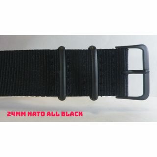 24MM NATO ミリタリー　ナイロンベルト新品 ALLブラック 肉厚 LON(その他)