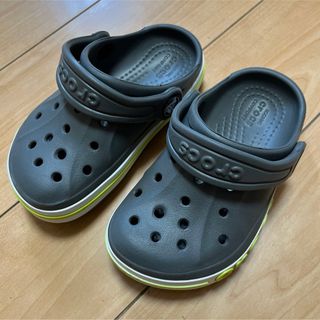 クロックス(crocs)のクロックス　キッズ　グレー✖️ライム(サンダル)