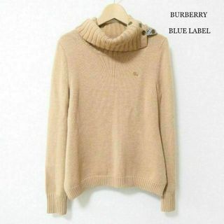 BURBERRY BLUE LABEL - 良品 バーバリーブルーレーベル 胸ロゴ タートルネック 長袖 ニット セーター