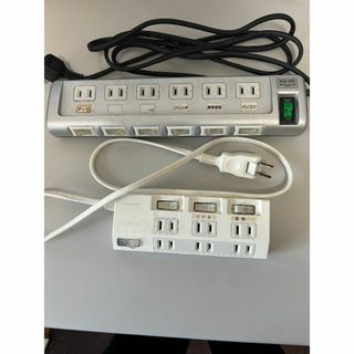 6口電源タップ 2個セット ケーブル長約1ｍ/2m(変圧器/アダプター)