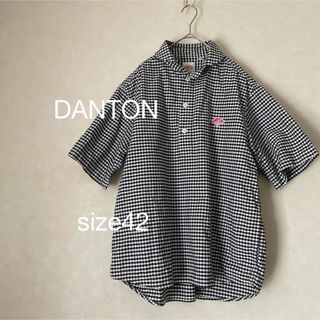 ダントン(DANTON)のDANTONギンガムチェックプルオーバー丸襟ラウンドカラーシャツ半袖ダントン42(Tシャツ/カットソー(半袖/袖なし))