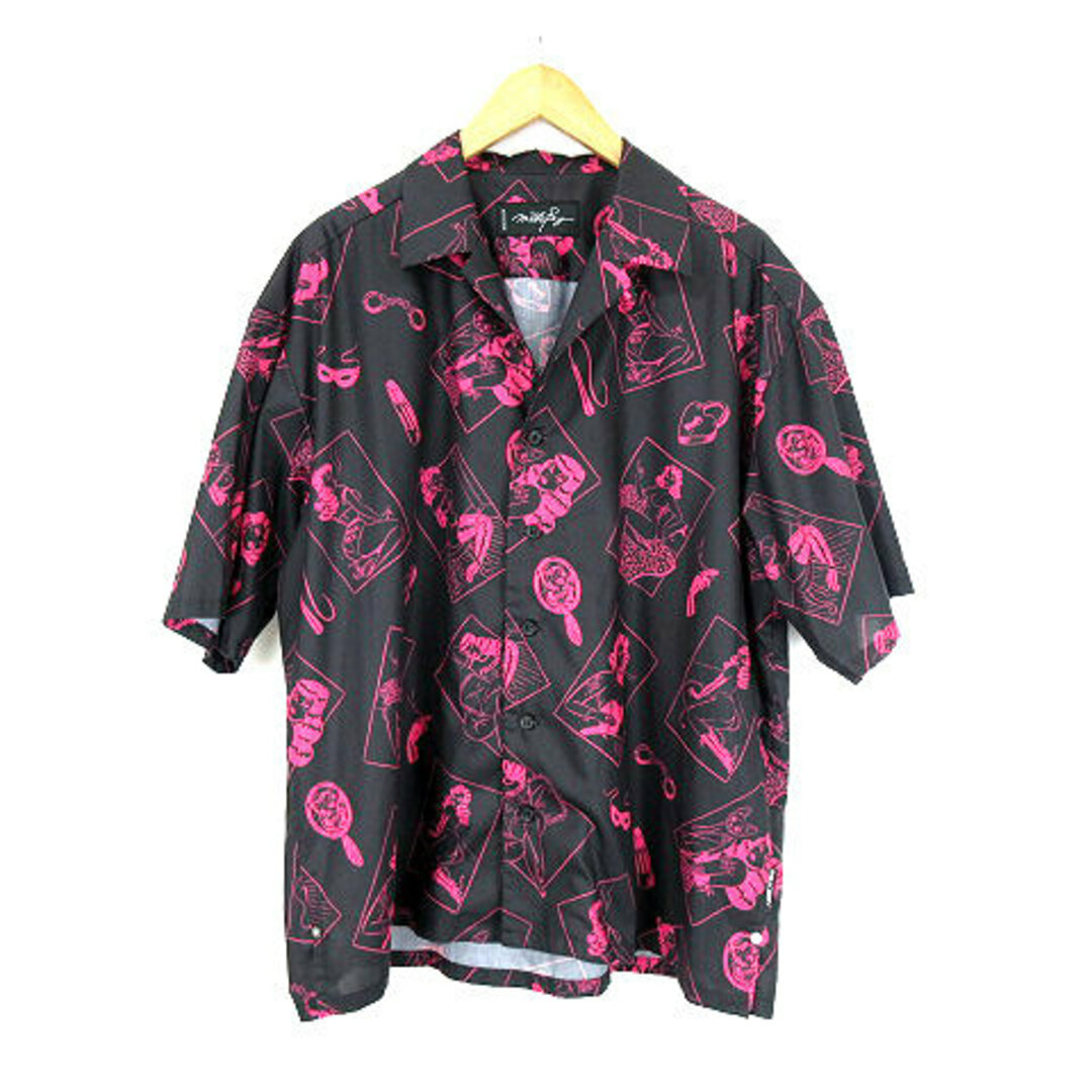 MILKBOY(ミルクボーイ)のMILKBOY BIZARRE SHIRTS 総柄 半袖 シャツ 黒  メンズのトップス(シャツ)の商品写真