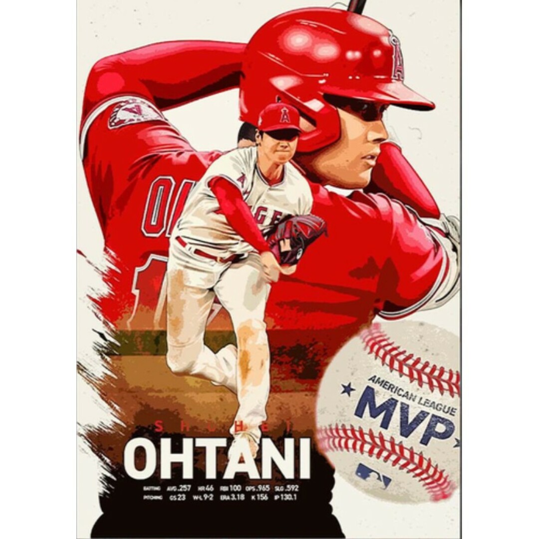 MLB(メジャーリーグベースボール)の大谷翔平  アートポスター  A4 エンタメ/ホビーのタレントグッズ(スポーツ選手)の商品写真