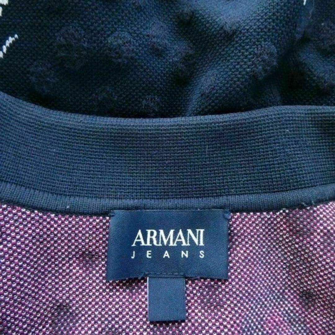 ARMANI JEANS(アルマーニジーンズ)の美品 アルマーニジーンズ 刺繍 総柄 ダブル ニット ライダースジャケット レディースのジャケット/アウター(ブルゾン)の商品写真