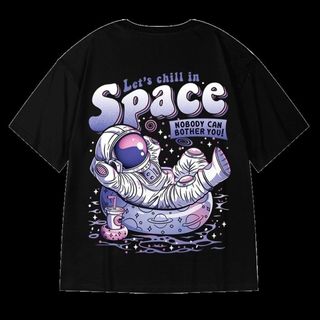 【即売れ】メンズ ビッグシルエット Tシャツ ストリート ブラック 4L 宇宙(Tシャツ/カットソー(半袖/袖なし))