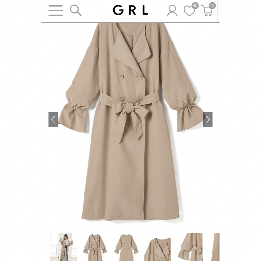 GRL(グレイル)のGRLノーカラートレンチコート レディースのジャケット/アウター(トレンチコート)の商品写真
