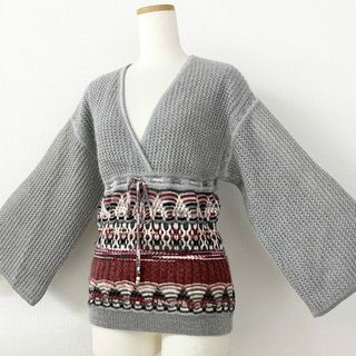 MISSONI - 25d14 《美品》 MISSONI ミッソーニ ドローコード付き ニットブラウス フレア袖 トップス L相当 レディース チュニック