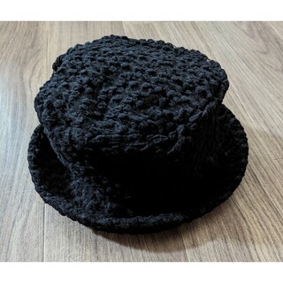 帽子　黒　レース　花柄　日本製(ハット)
