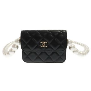 シャネル(CHANEL)のCHANEL シャネル フェイクパール マトラッセ レザー ショルダーバッグ ブラック 31番台(ショルダーバッグ)