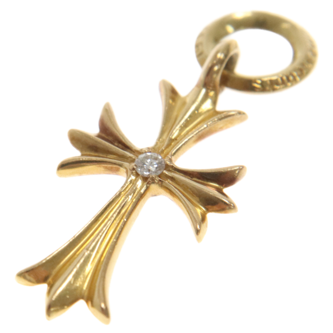 Chrome Hearts(クロムハーツ)のCHROME HEARTS クロムハーツ 22K TINY CH CROSS 1DIA タイニーCHクロス アフター1ダイヤ チャーム ゴールドネックレストップ メンズのアクセサリー(ネックレス)の商品写真