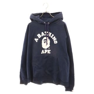 アベイシングエイプ(A BATHING APE)のA BATHING APE アベイシングエイプ Classic College Relaxed Fit Pullover Hoodie クラシックカレッジロゴリラックスフィップルオーバースウェットパーカー ネイビー 001PPI301011M(パーカー)